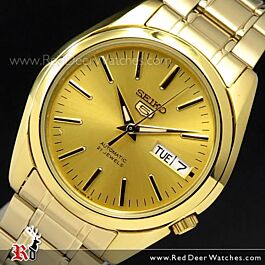 BUY Seiko 5 Automatic See-thru Back Gold Tone Mens Watch SNKL48K1