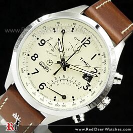 TIMEX クォーツ腕時計 シルバー/ブラウン BUY Timex Intelligent Quartz Fly-Back Chronograph Cream Brown