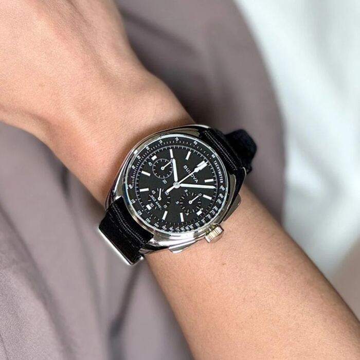 Bulova Lunar Pilot Black Dial Chronograph Men's Watch 96A225