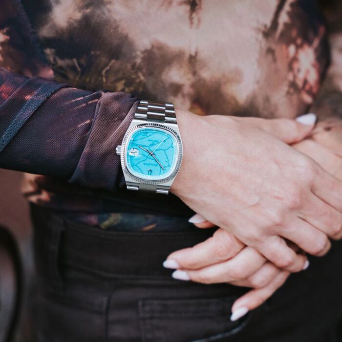 Bulova x Complecto Super Seville Turquoise Stone Dial Watch 96B455