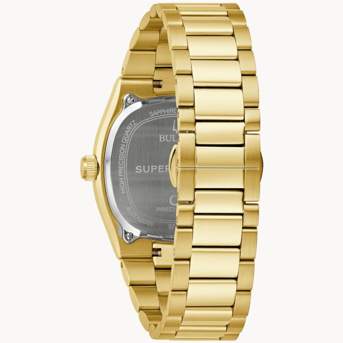 Bulova Super Seville Day-Date 262kHz Frequency Gold-tone Watch 97B237