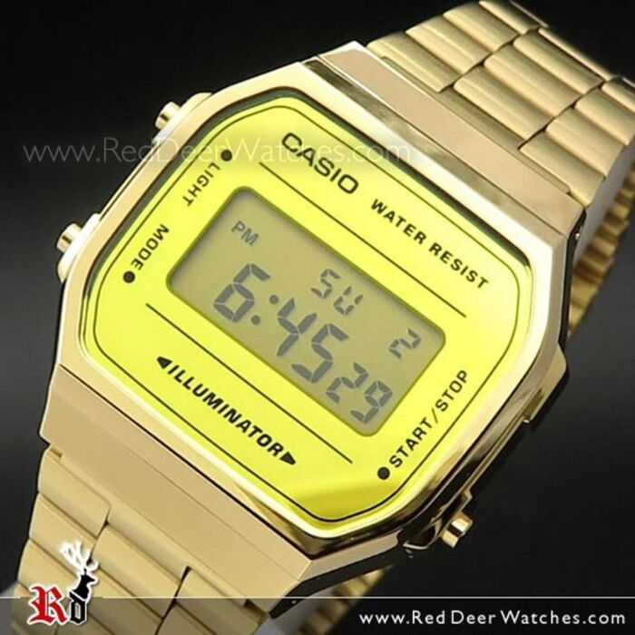 BUY Casio Gold Vintage Mirror Face Digital Steel Unisex Watch A168WEGM-9 | CASIO Watches Online - Red Deer Watches