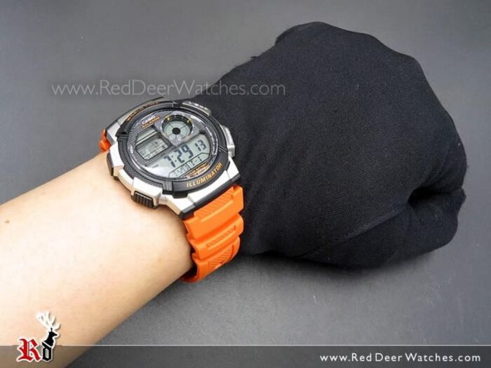 Casio Men’s Digital Watch with Black Dial & Orange Strap - AE1000W-4BV s-l400.jpg main image 3
