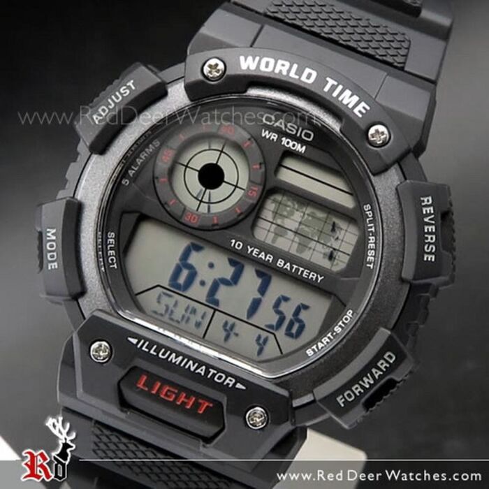 Veeg prototype Enzovoorts Casio Digital 5 Alarms Stopwatch World time Watch AE-1400WH-1AV, AE1400WH |  RedDeerWatches.com