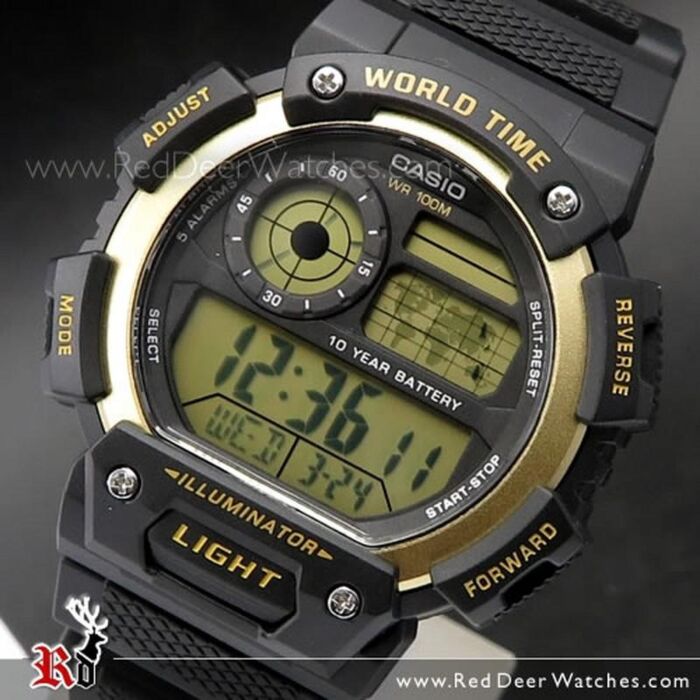 ORIGINAL CASIO World Time Digital Illuminator Stainless Steel Men's Watch  AE-1400WHD-1AV / Legit Casio World Time Illuminator Digital Men's Watch  AE1400WHD-1AV