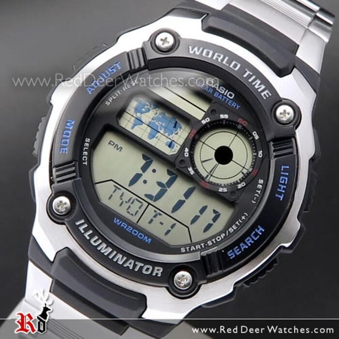 BUY Casio World time 5 Alarms 200M Digital Watch AE-2100WD-1AV, AE2100WD - Buy Watches Online | CASIO Deer Watches