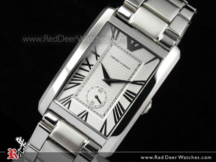 Emporio Armani Rectangular Silver and White Watch AR0167 Buy Men Silver Rectangular Analog Watch Online at The  main image 4