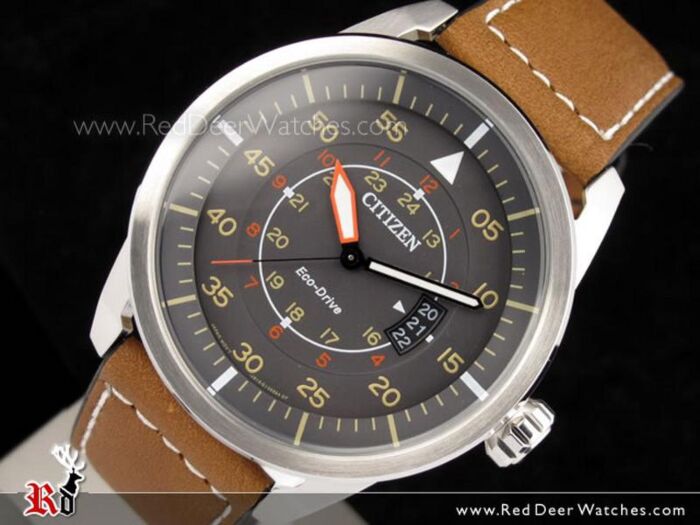 BUY Citizen Eco-Drive Aviator Leather Strap Mens Watch AW1360-12H