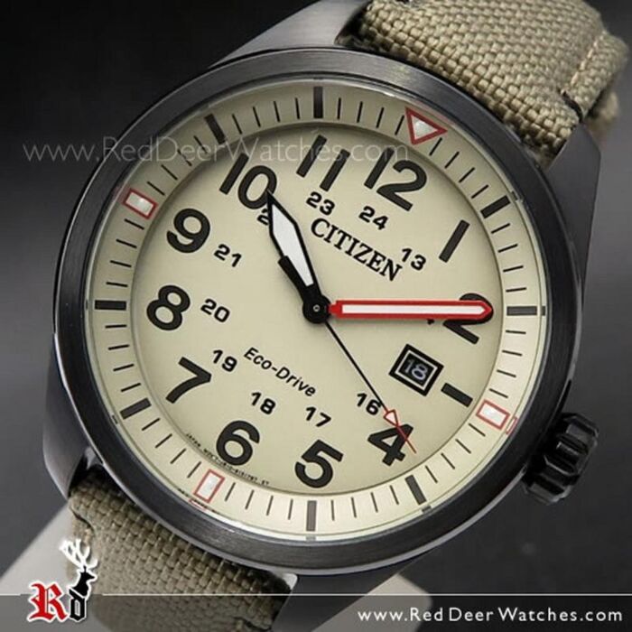 Citizen Eco Drive Solar Military Nylon Strap Watch AW5005 12X RedDeerWatches