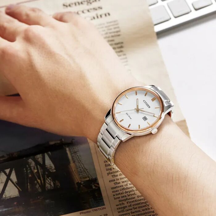 Citizen Eco-Drive Two-Tone Pink Gold Men's Classic Watch BM6979-74A