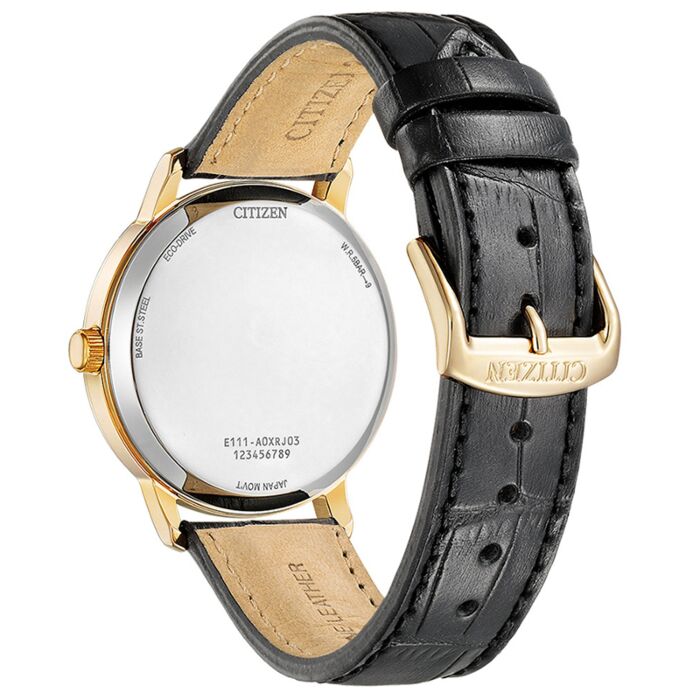 Citizen Eco-Drive Black Dial Calf Leather Mens Watch BM7462-15E