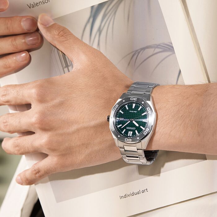 BUY Citizen Eco-Drive Green Dial 100M Stainless Steel Watch BM7630