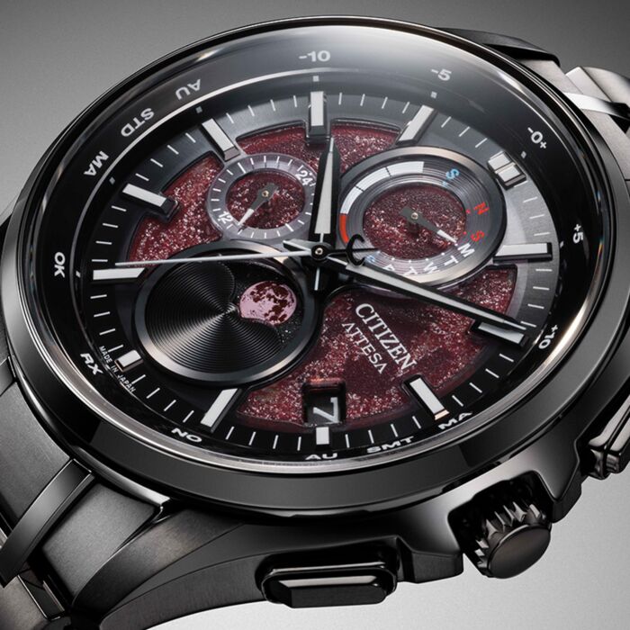 CITIZEN ATTESA ブラウンダイヤル 時計 Citizen Attesa Black Titanium Shades of Red Atomic Solar Ltd Watch