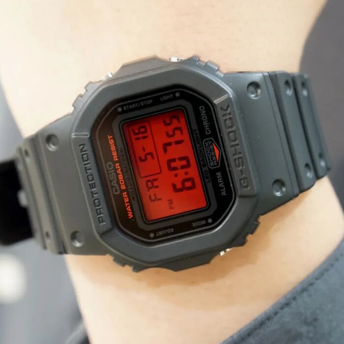 Casio G-Shock Black and Bold Red Digital Resin Watch DW