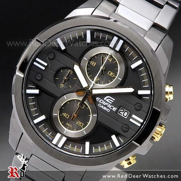 Casio Chronograph Black Gold Mens EFR-543BK-1A9, EFR543BK | RedDeerWatches.com