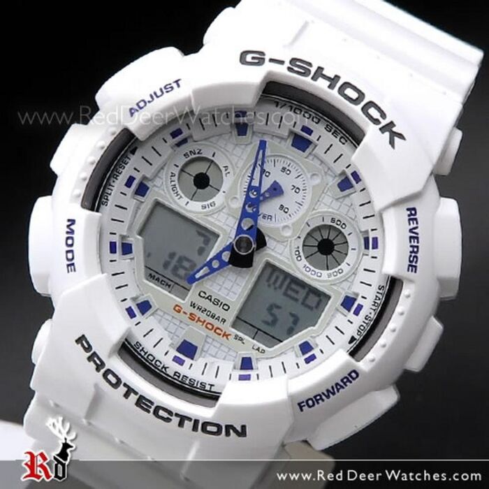 BUY Casio G-Shock Velocity Alarm Watch GA-100A-7A, White - Buy Watches Online | CASIO Red Watches