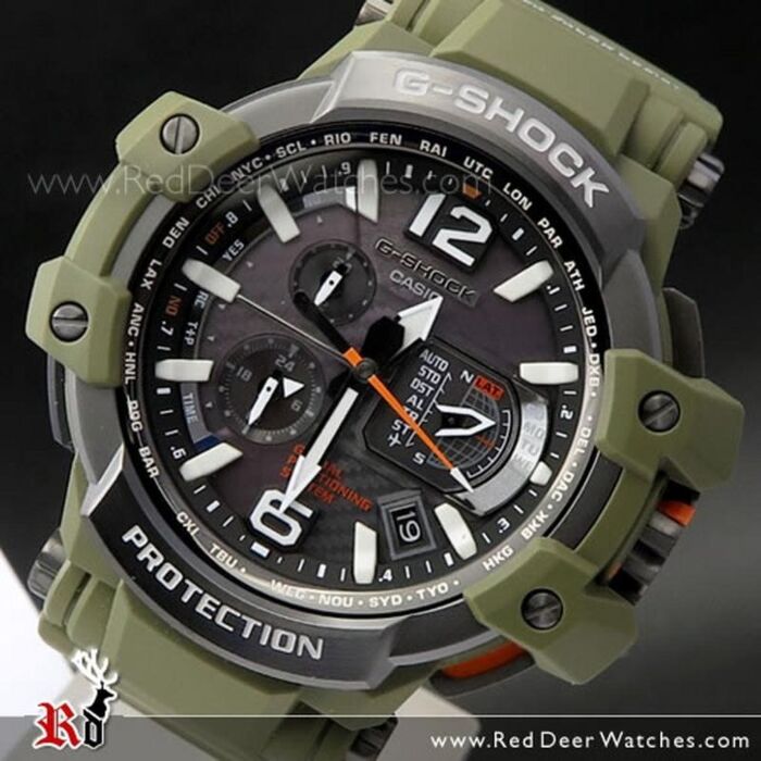 Casio G-Shock Solar GPS Hybrid Wave Ceptor Olive Drab Watch GPW-1000KH-3A