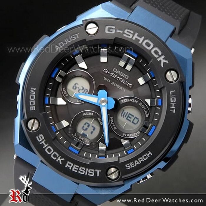 Casio G-Shock Analog Digital Solar Black Blue Sport Watch GSTS300G |