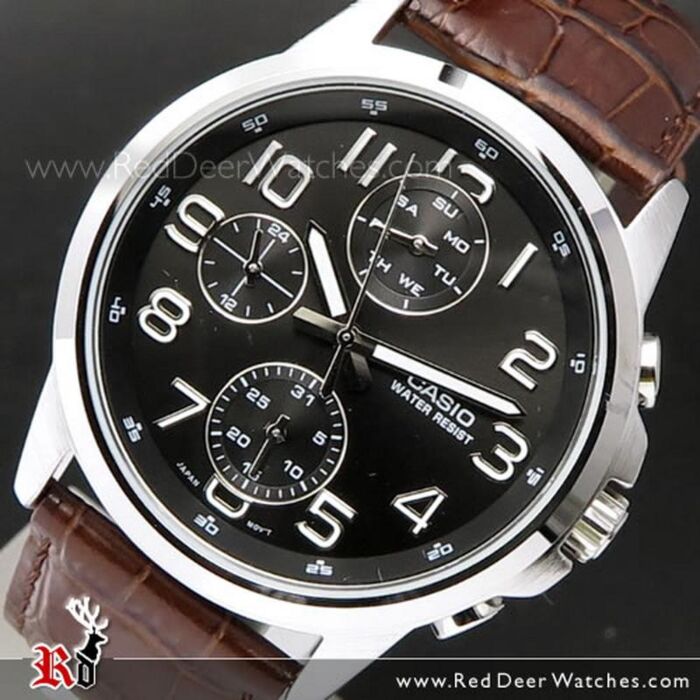 Casio Analog Day Date Geniune Leather Mens Watch MTP E307L 1A MTPE307L