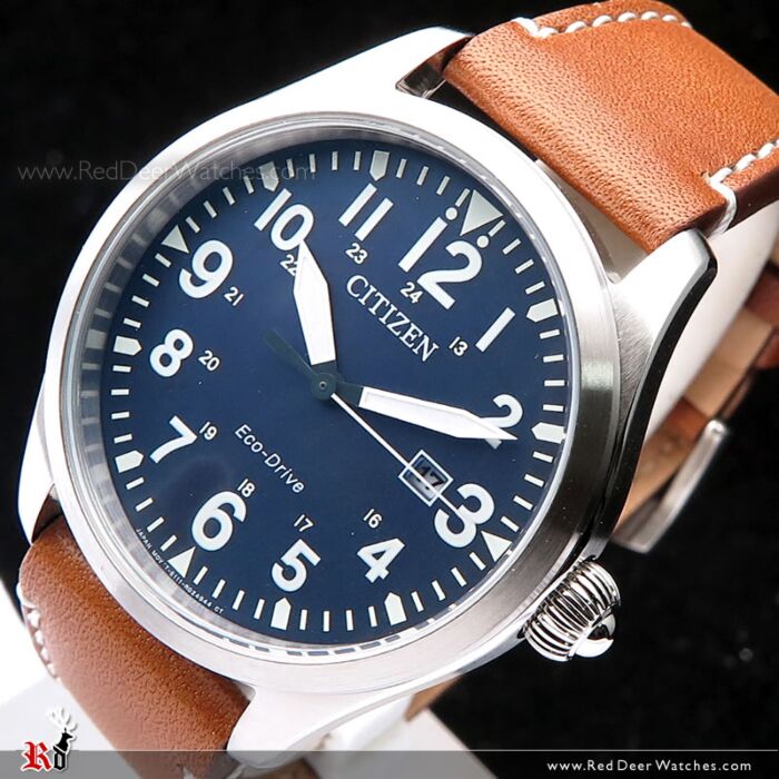 Citizen Eco-Drive Leather Strap Mens Watch BM6838-33L