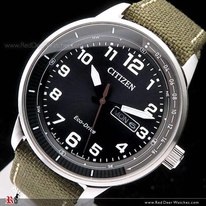 Citizen Eco Drive Military Style Black Dial Mens Watch BM8590 10E