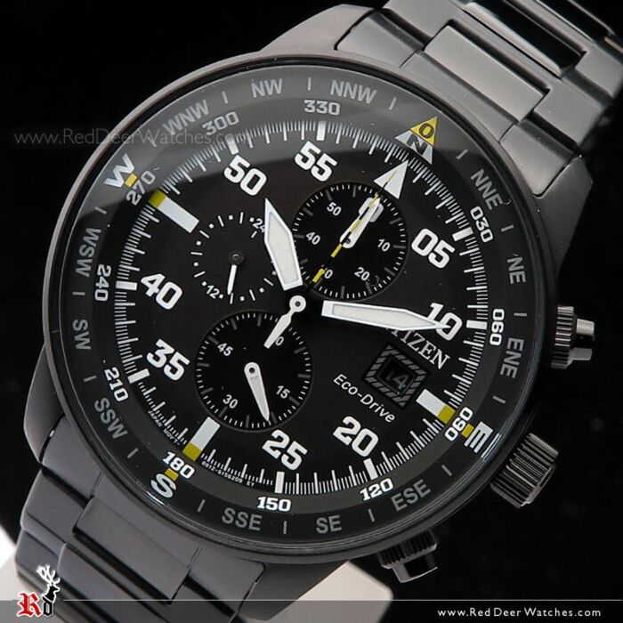 Citizen Eco Drive Chronograph Black Stainless Steel Watch CA0695 84E