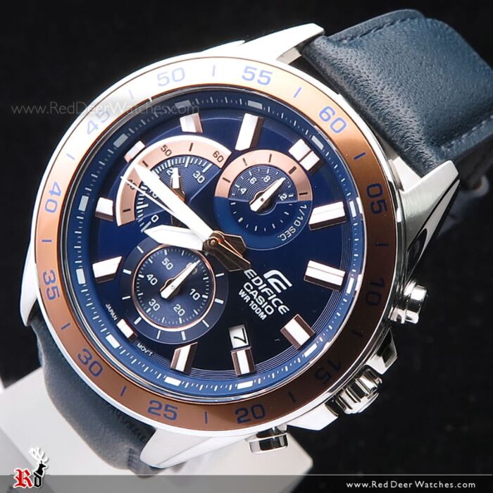 Casio edifice blue leather strap top