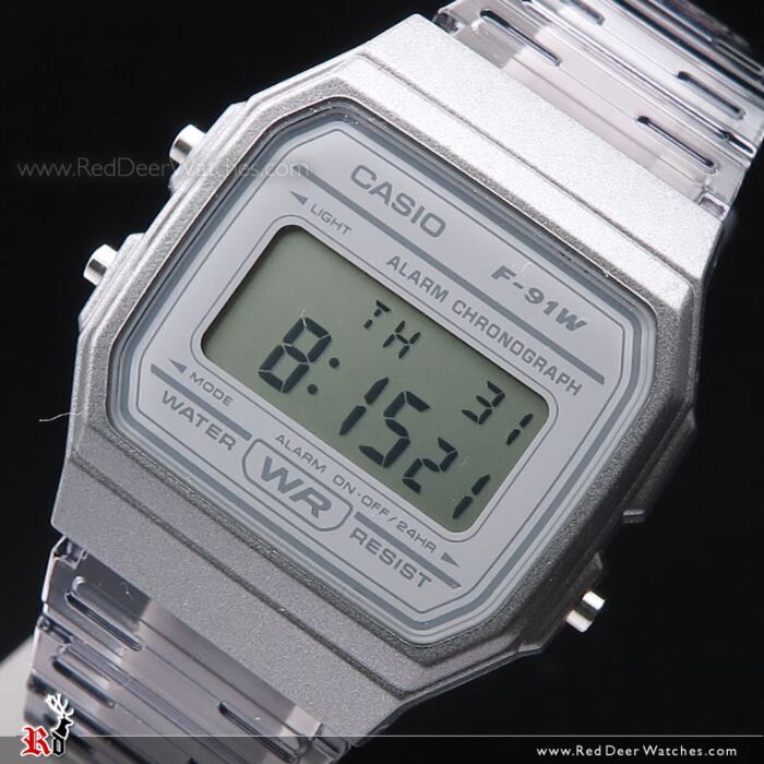 CASIO F91 DIGITAL WATCH CASUAL CLASSIC RESIN GREY PINK BLUE YELLOW NEON -  F-91W