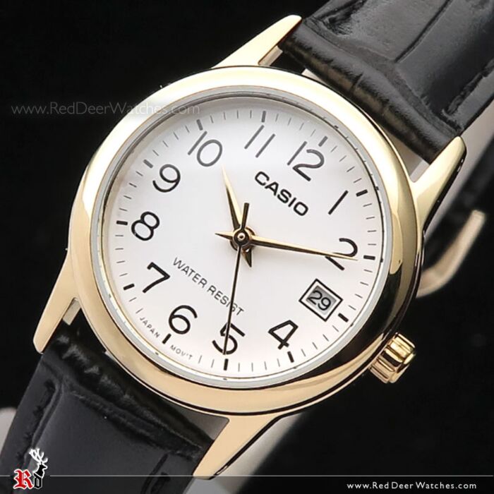 Casio ladies watch leather strap on sale