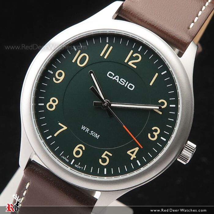 BUY Casio Standard Analog Leather Strap Green Dial Quartz Watch MTP B160L 3B CASIO Watches Online Red Deer Watches