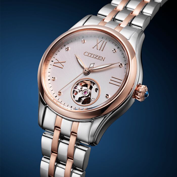 BUY Citizen Skeleton Dial Two-Tone Automatic Ladies Watch PR1044