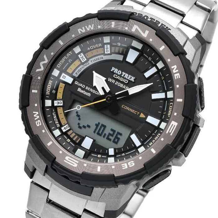 Casio ProTrek Quad Sensor Fishing Timer Bluetooth Titanium Band Watch  PRT-B70T-7