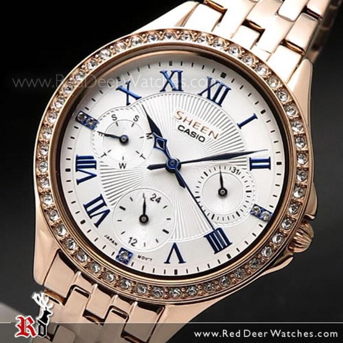 Fuld notifikation vakuum Casio Sheen Swarovski Crystals Pink gold Ladies Watch SHE-3062PG-7A,  SHE3062PG | RedDeerWatches.com