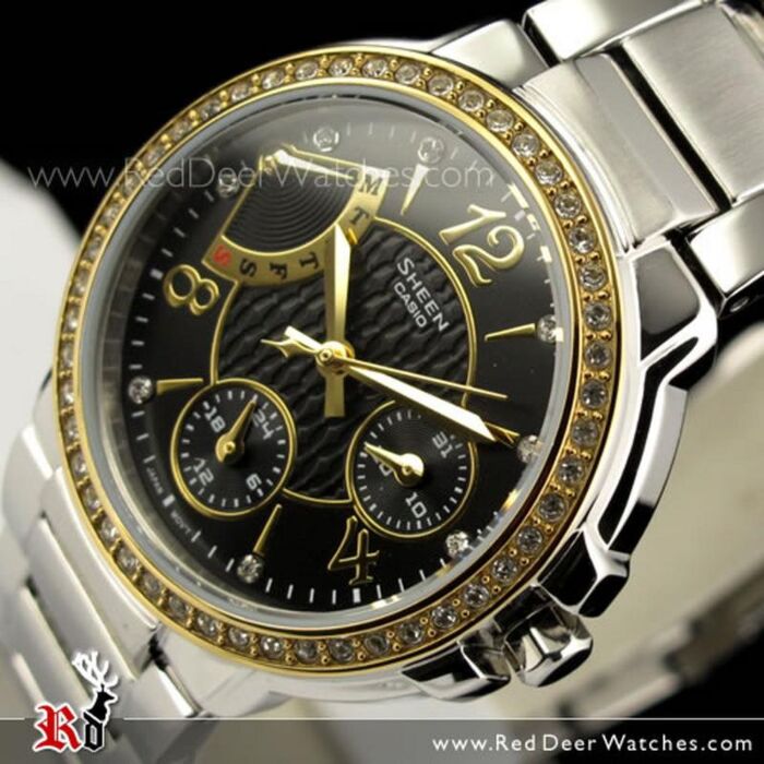 BUY Casio Sheen Black Gold SWAROVSKI Ladies Watch SHN-3008SG-1A