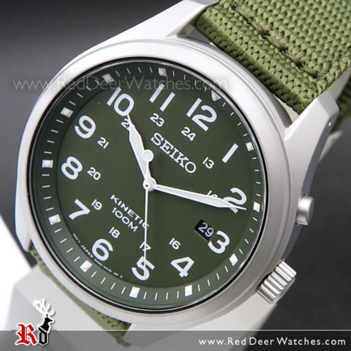 SEIKO 5Speed 腕時計 BUY Seiko Kinetic Green Dial 100M Nylon Strap Military Watch