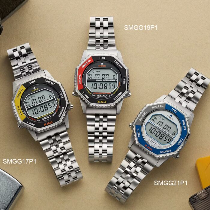 Seiko Rotocall Reissue Black Red Chronograph Digital Watch SMGG19P1