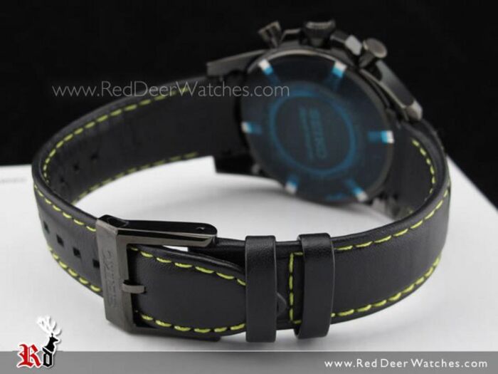 Seiko Sportura Alarm Chronograph Screwed Crown Leather Mens Watch SNAE67P1