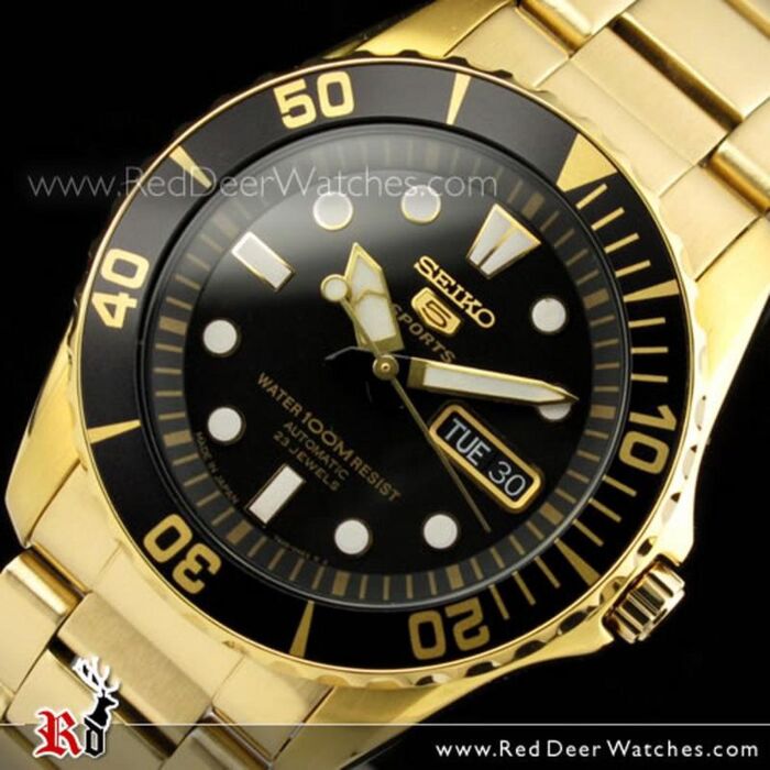 BUY Seiko Automatic 23 Jewels Hardlex 100M Watch Gold SNZF22J1, SNZF22 ...