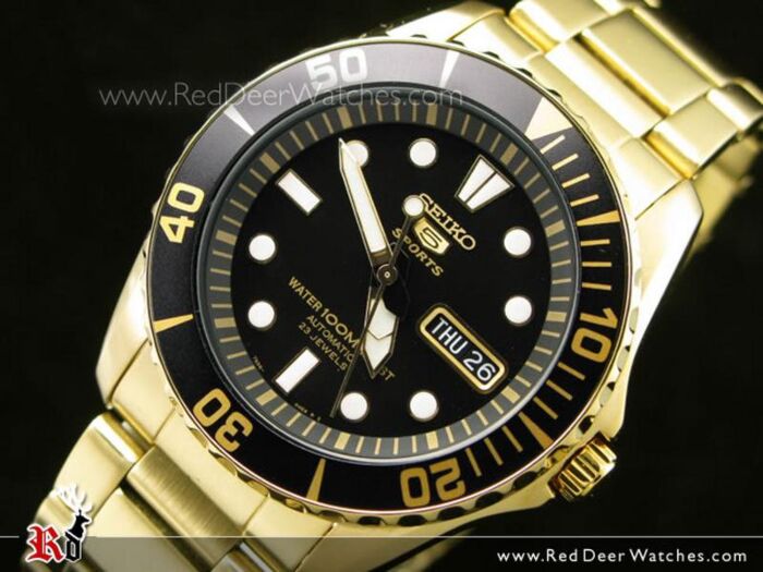 BUY Seiko Automatic 23 Jewels Hardlex 100M Watch Gold SNZF22K1