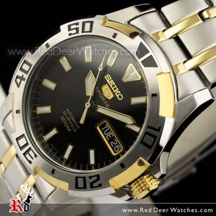 BUY Seiko 5 Sports Automatic Black Gold Mens Watch SNZJ44K1