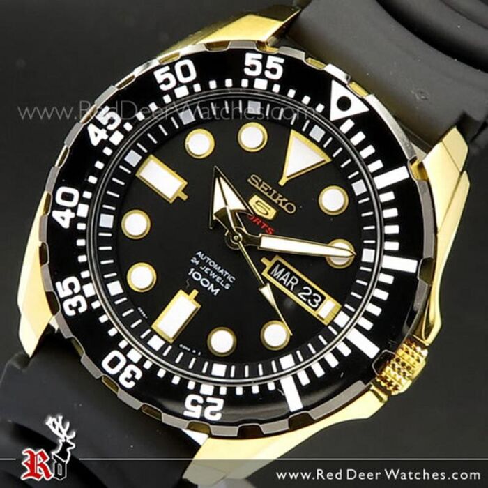 Seiko 5 Automatic Black Gold Monster Resin 100M Sport Watch SRP608K1 SRP608