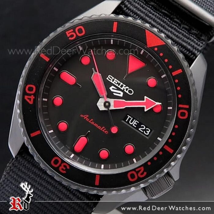 BUY Seiko 5 Sports Black Red Nylon Strap Automatic Watch SRPD83K1 - Buy  Watches Online | SEIKO Red Deer Watches