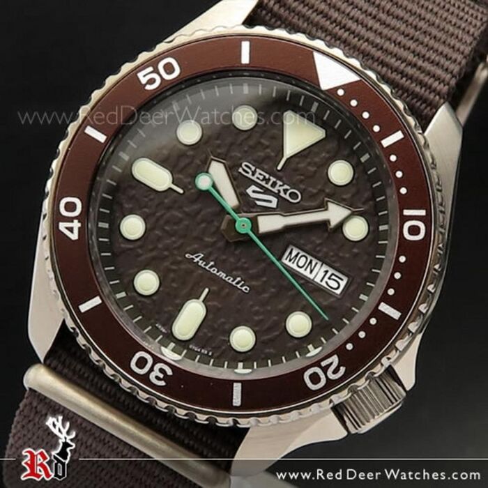 BUY 5 Sports Brown Nylon 100M Automatic Watch SRPD85K1 - Buy Online | SEIKO Red Watches