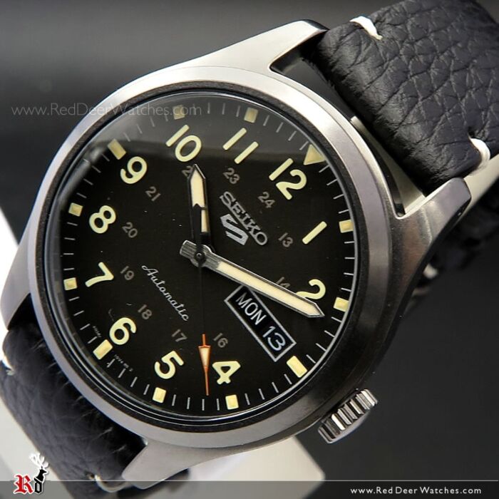 BUY Seiko 5 Sports All Black Leather Automatic Watch SRPG41K1