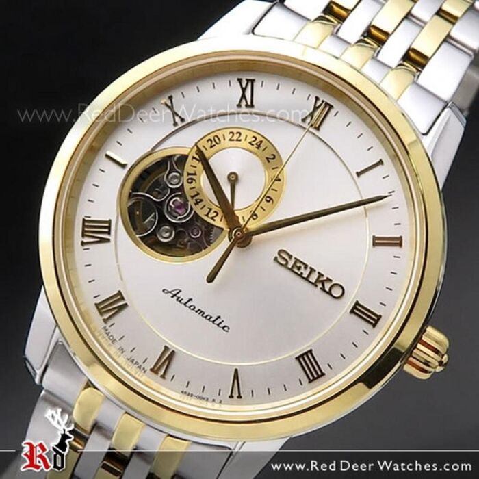 Seiko Automatic Semi Skeleton Two Tone Watch SSA272J1, SSA272 | RedDeerWatches.com