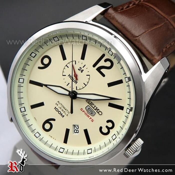 Seiko 5 Helmet 100M Retro Automatic Leather Strap Watch SSA295K1