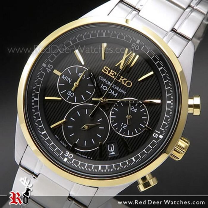 Seiko Chronograph Black Gold 100M Mens Watch SSB156P1 SSB156