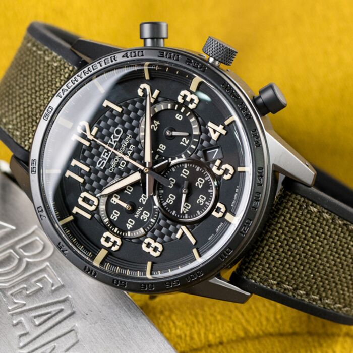 Seiko Lord Chronograph Quartz Black Dial Mens Watch SSB369P1