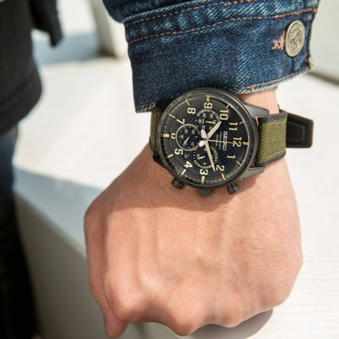 Seiko Lord Chronograph Quartz Black Dial Mens Watch SSB369P1