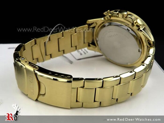 BUY Seiko Flightmaster Solar Chronograph Gold Tone Pilot Watch SSC008P2 SSC008 Buy Watches Online SEIKO Red Deer Watches